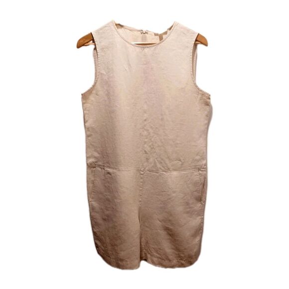 Eileen Fisher Women's Beige 100% Organic Linen Sleeveless Romper Size S/P - Picture 3 of 10